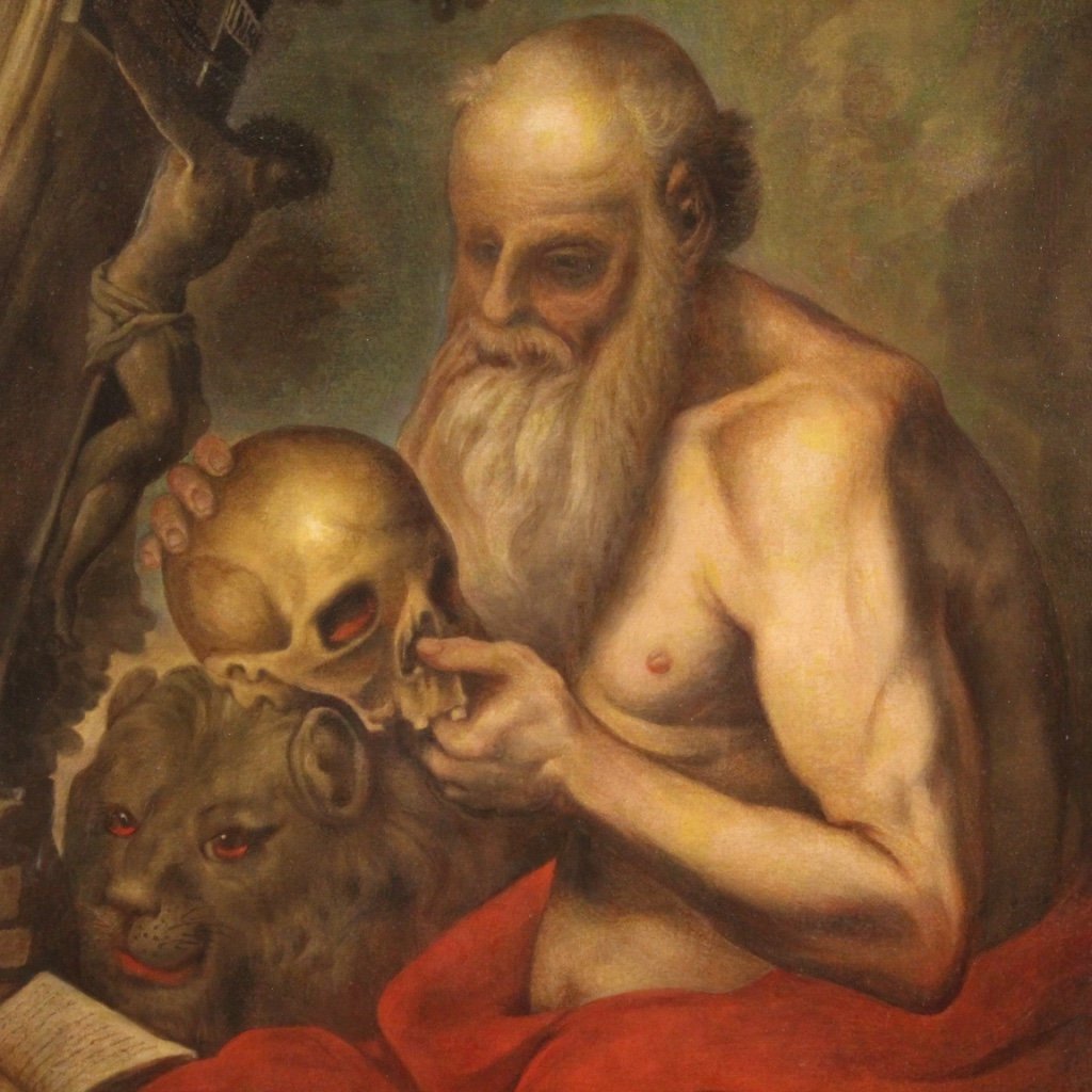 Saint Jerome, 17th-Century, 1670, Oil on Canvas, Framed