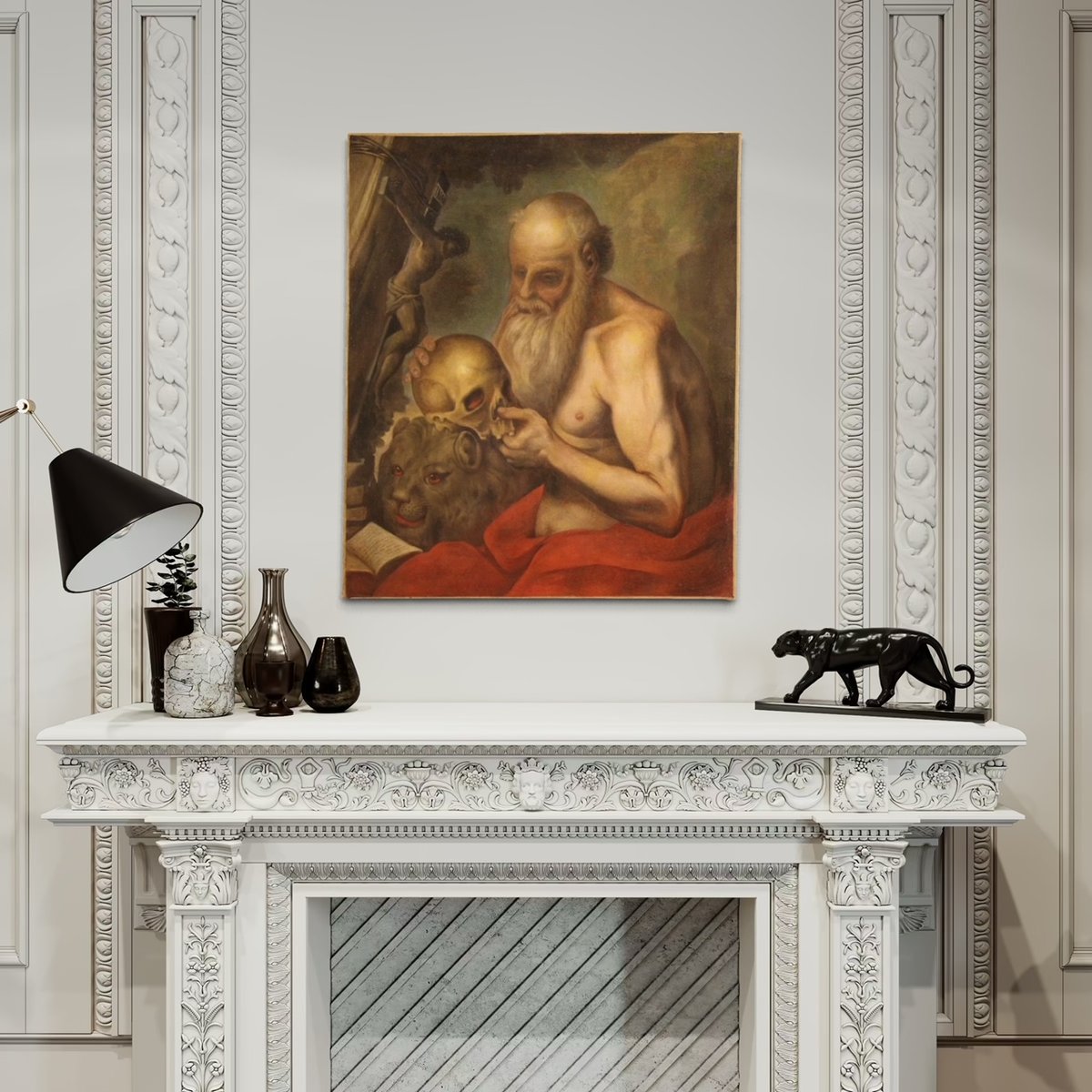 Saint Jerome, 17th-Century, 1670, Oil on Canvas, Framed