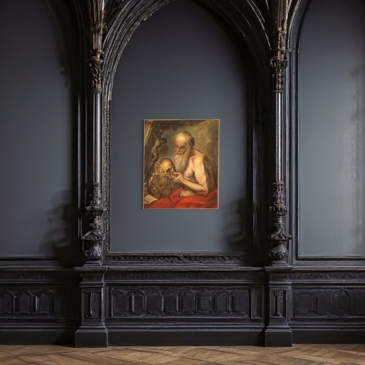 Saint Jerome, 17th-Century, 1670, Oil on Canvas, Framed