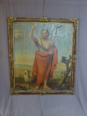 Saint John the Baptist and the Mystic Lamb, 19th-Century, Oil on Canvas, Framed-WSV-1028757