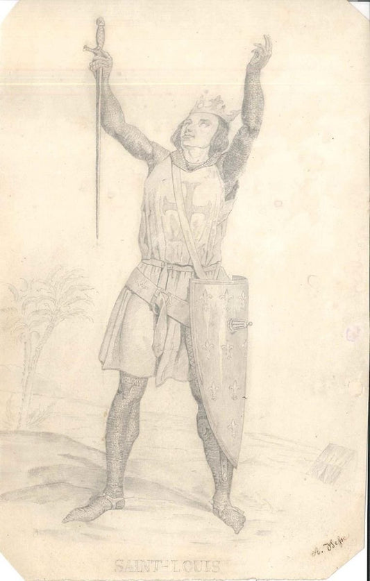 Saint-Louis - Original Pencil Drawing by Unknown French Artist 19th Century 19th Century