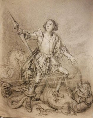 Saint Michael, Early 20th-Century, Pencil and Charcoal-ZCI-829424