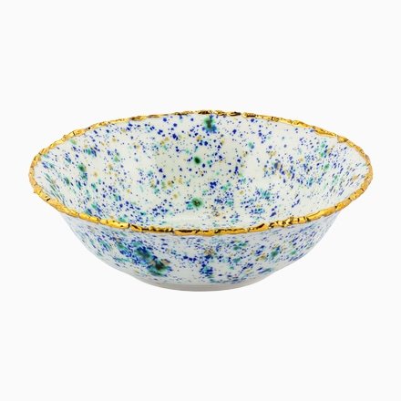 Salad Bowl Craquelé Edge Blue Marble