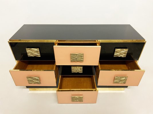 Salmon and Black Chest of Drawers, 1970s-WIM-1123649