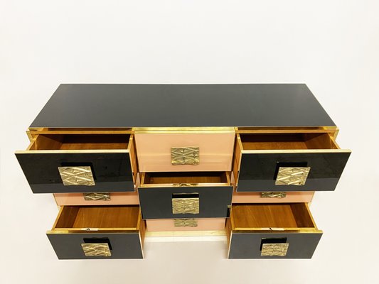 Salmon and Black Chest of Drawers, 1970s-WIM-1123649