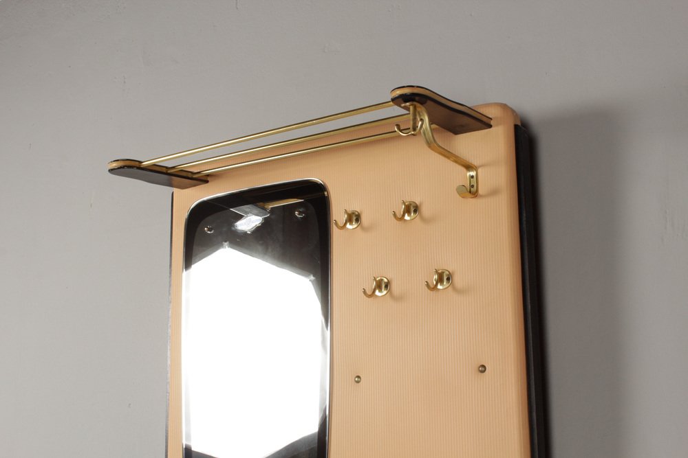 Salmon-Colored Compact Wardrobe with Mirror, 1961