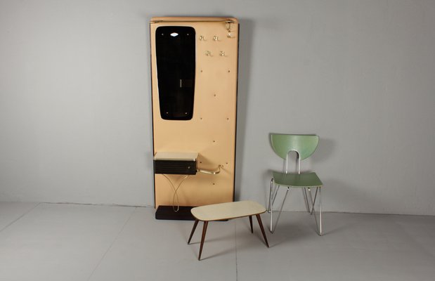 Salmon-Colored Compact Wardrobe with Mirror, 1961-DUM-1703451