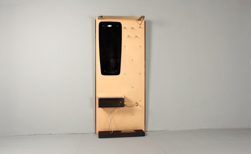 Salmon-Colored Compact Wardrobe with Mirror, 1961