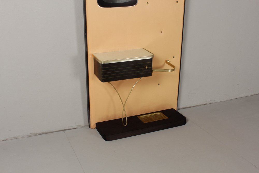 Salmon-Colored Compact Wardrobe with Mirror, 1961