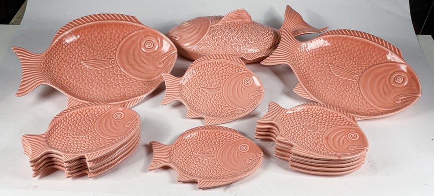 Salmon Colored Plates, Set of 15-RAQ-1246234