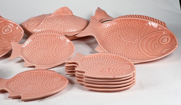 Salmon Colored Plates, Set of 15-RAQ-1246234