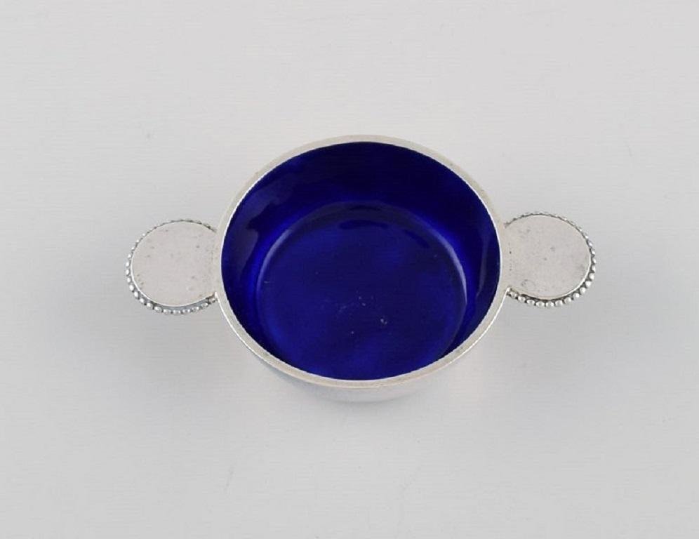 Salt Vessels in Sterling Silver with Royal Blue Enamel from Evald Nielsen, Set of 4