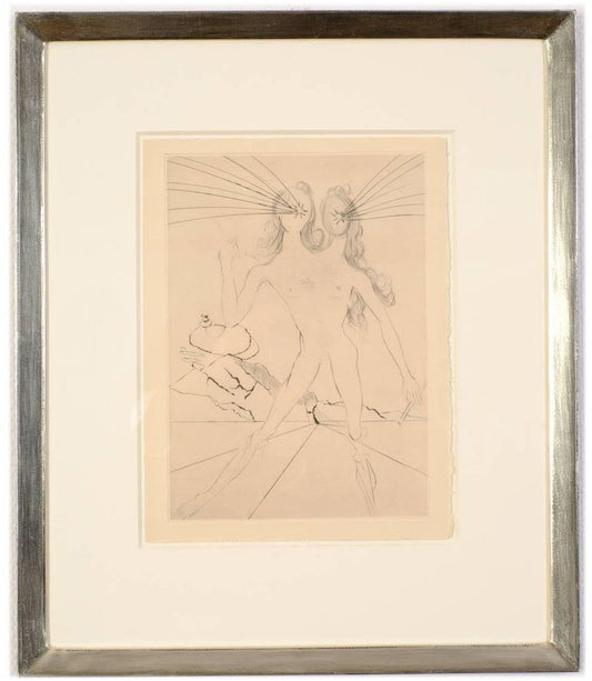 Salvador Dali, Bicéphale from Les Amours de Cassandre, Original Etching, 1960s, Framed