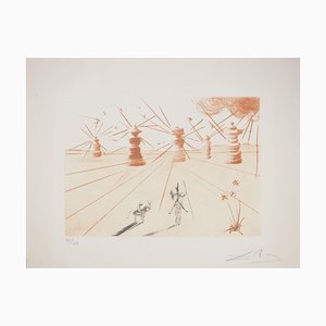 Salvador Dali, Don Quixote and the Windmills, Original Engraving-KHH-2023050