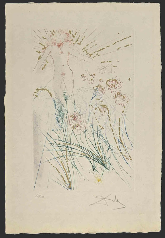 Salvador Dalì, The Beloved Feeds Between the Lilies, Etching, 1971