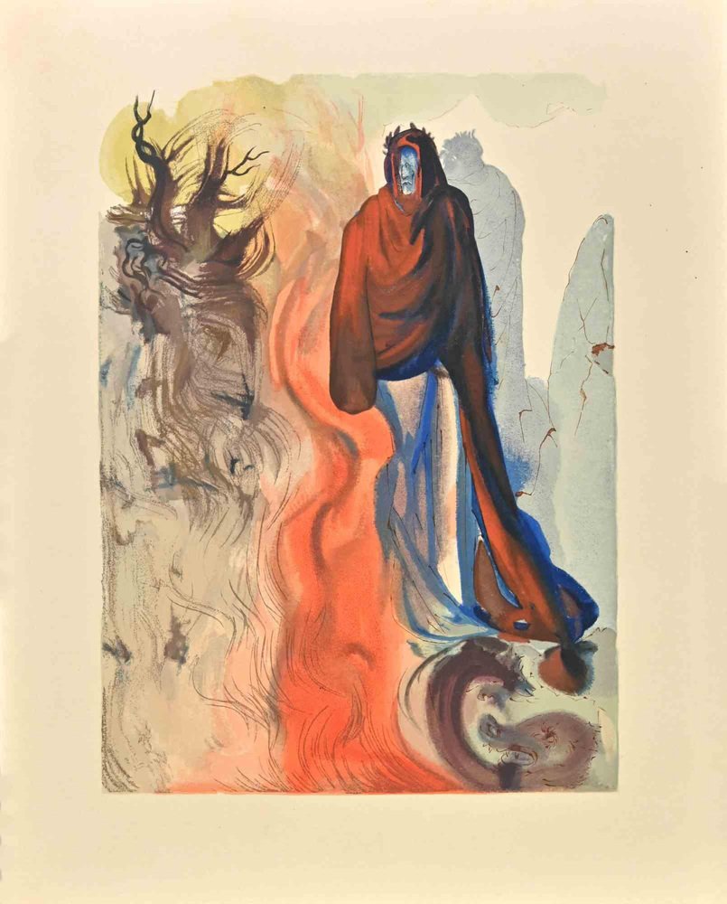 Salvador Dali, The Divine Comedy: Brunetto Latini, Woodcut Print, 1963