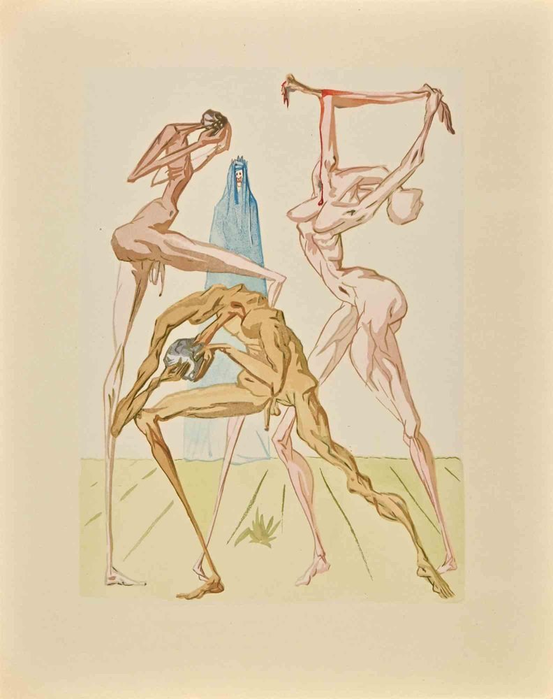 Salvador Dali, The Divine Comedy: The Sodomites, Woodcut Print, 1963