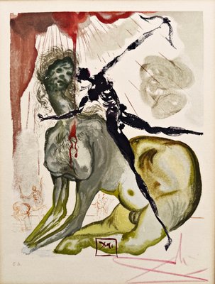 Salvador Dali, The Minotaur from Divine Comedy by Dante Alighieri, 1963, Woodblock Print-QFT-2016463