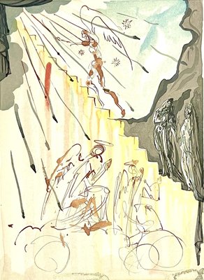 Salvador Dali, The Mystic Ladder (Divine Comedy), 1960, Original Woodcut-KHH-2023119