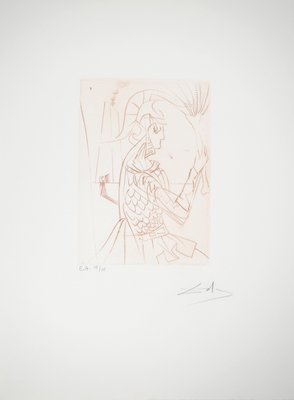 Salvador Dali, Trojan War, Original Engraving-KHH-2023047