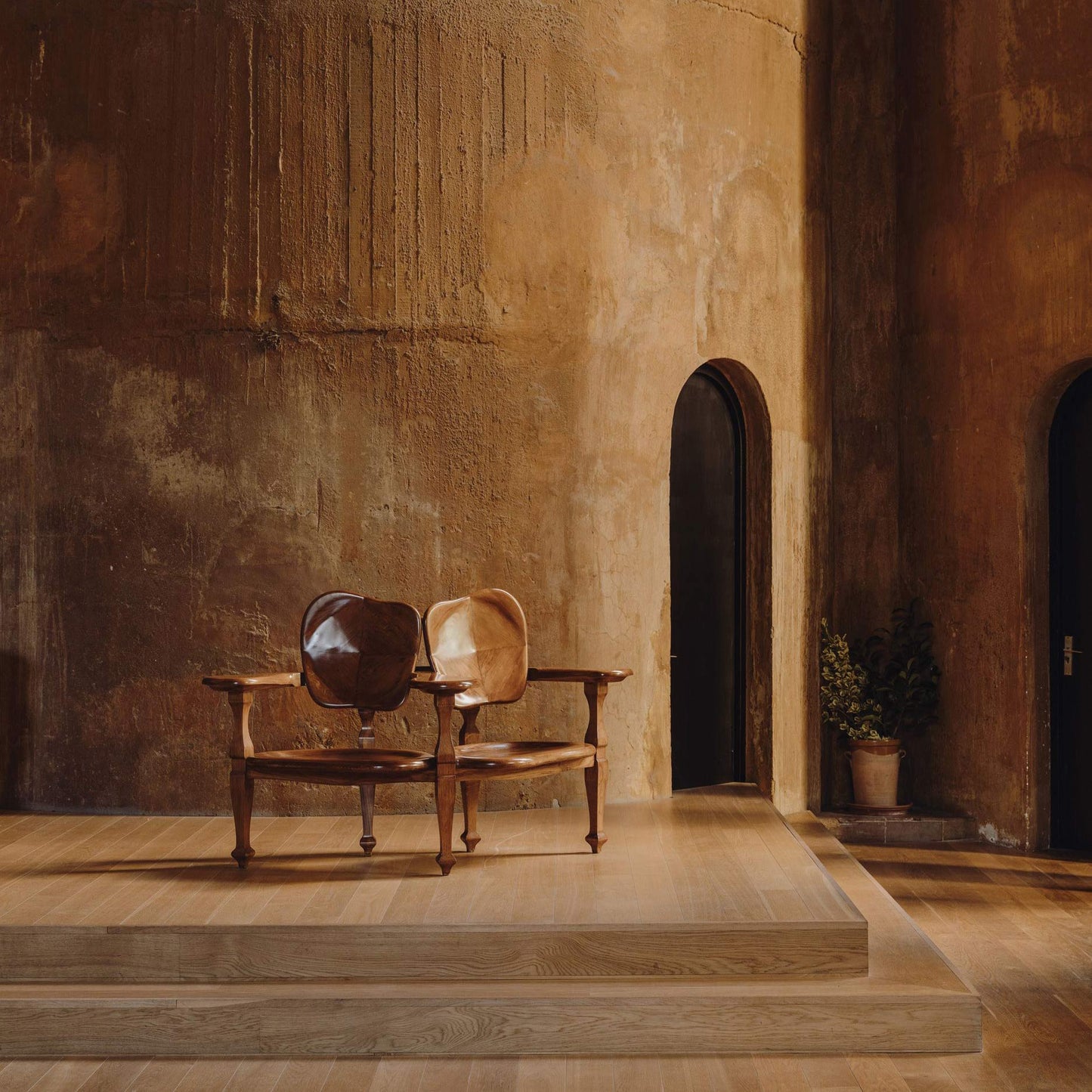Solid Wood Bench With Back Batlló by Bd Barcelona Design