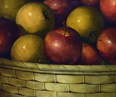 Salvatore Marinelli, Still Life with Apples, Oil on Canvas, 1980s, Framed-VHF-2041826