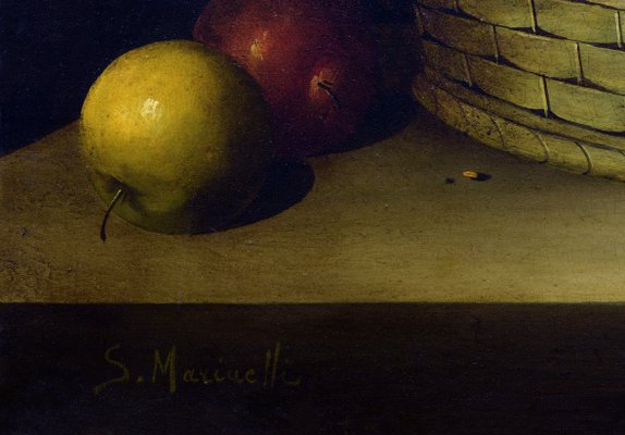 Salvatore Marinelli, Still Life with Apples, Oil on Canvas, 1980s, Framed-VHF-2041826