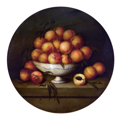 Salvatore Marinelli, Still Life with Peaches in a Bowl, 1980s, Oil on Canvas, Framed-VHF-2041904