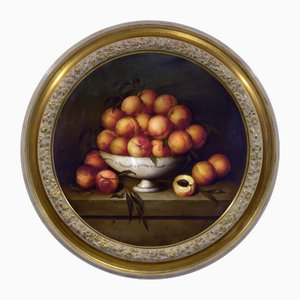 Salvatore Marinelli, Still Life with Peaches in a Bowl, 1980s, Oil on Canvas, Framed-VHF-2041904