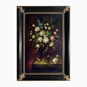 Salvatore Marinelli, Still Life with White Roses, Oil on Canvas, 1980s, Framed-VHF-2041846