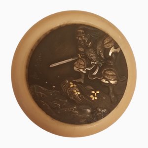 Samurai Figure on a Metal Shaped Disc-EAI-1113434