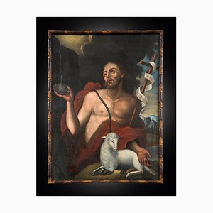 San Giovanni Battista, 1800s, Plastic & Wood & Cane & Canvas, Framed-KKK-1773108