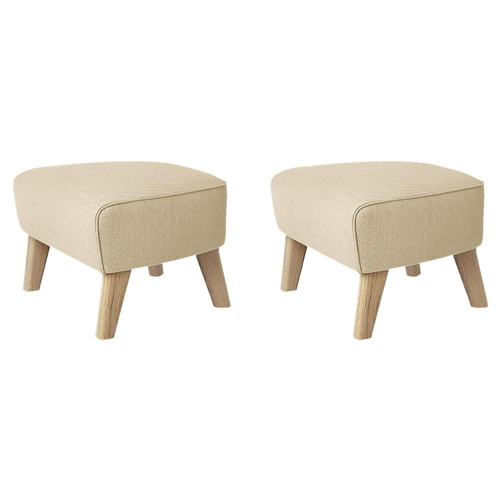 Sand and Natural Oak Sahco Zero Footstool by Lassen, Set of 2