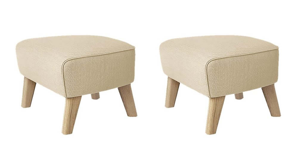 Sand and Natural Oak Sahco Zero Footstool by Lassen, Set of 2