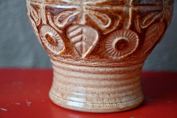 Sand-coloured Vase with Flowers by Wekara Keramik, 1960s-AIU-1744390