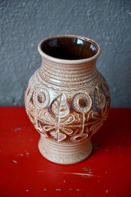 Sand-coloured Vase with Flowers by Wekara Keramik, 1960s-AIU-1744390