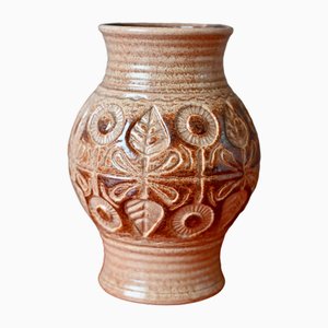 Sand-coloured Vase with Flowers by Wekara Keramik, 1960s-AIU-1744390