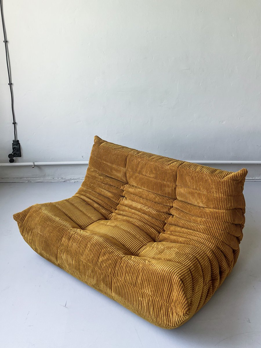 Sand Corduroy Togo 2-Seat by Michel Ducaroy for Ligne Roset