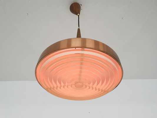 Sandinavian Modern Copper and Wood Pendant Light, 1960s-ZO-1407670