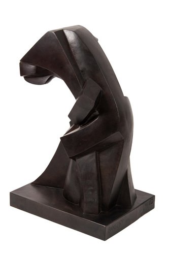 Sándor Bánszky, Bending Figure, 1914, Bronze