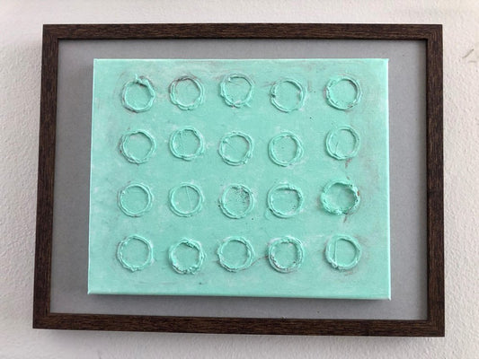 Sandra Salamonová, 20 Green Dots, 2020, Acrylic on Canvas Painting, Framed