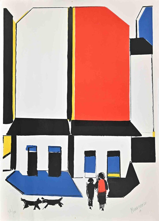 Sante Monachesi, Blind Walls, Lithograph, 1975