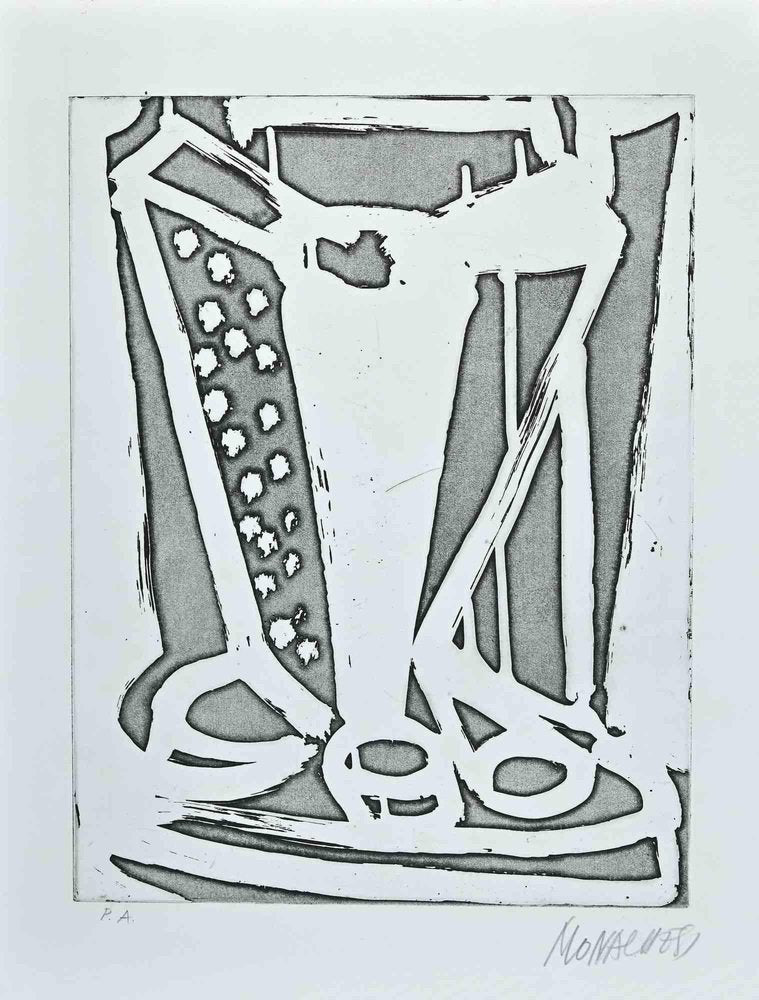 Sante Monachesi, Hourglass, Original Etching, 1970s