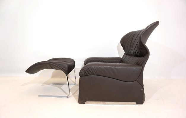 Saporiti Lounge Chair with Ottoman by Giovanni Offredi for Saporiti Italia, 1970s, Set of 2-HUW-1763379