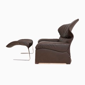 Saporiti Lounge Chair with Ottoman by Giovanni Offredi for Saporiti Italia, 1970s, Set of 2-HUW-1763379