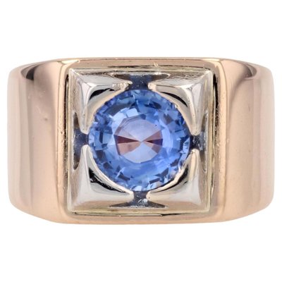 Sapphire 18 Karat Yellow Gold Tank Signet Ring, 1940s-OLU-1743325