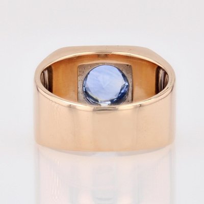 Sapphire 18 Karat Yellow Gold Tank Signet Ring, 1940s-OLU-1743325