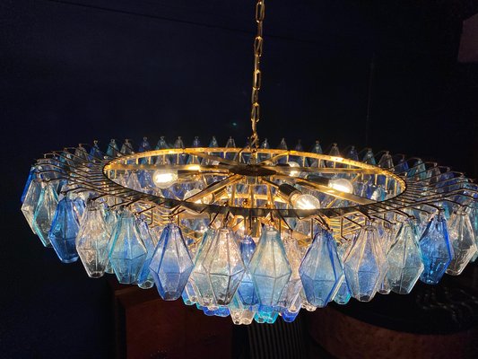 Sapphire Colored Murano Glass Poliedri Chandelier