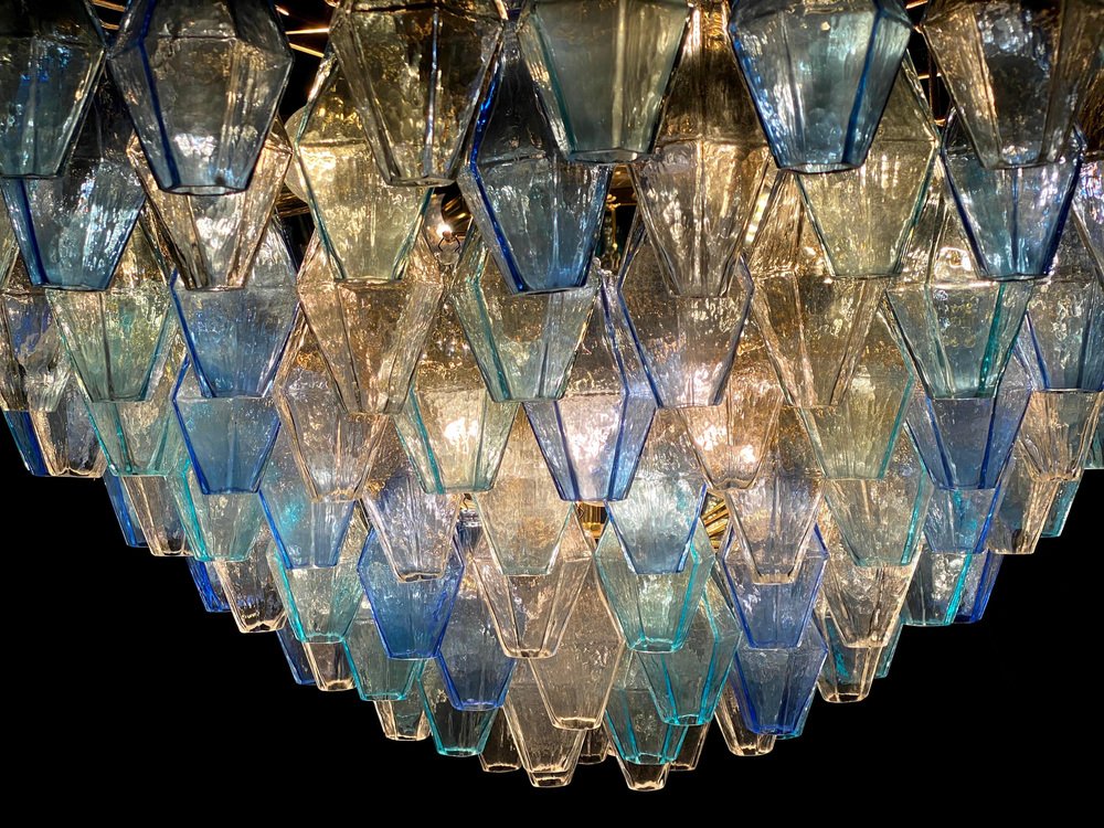 Sapphire Colored Murano Glass Poliedri Chandelier