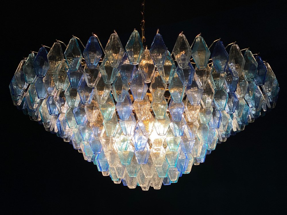 Sapphire Colored Murano Glass Poliedri Chandelier